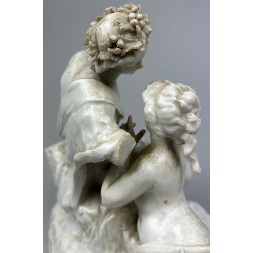 173 - A CAPODIMONTE BLANC DE CHINE PORCELAIN GROUP, depicting two ladies and an infant.