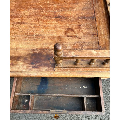 209 - AN INDIAN DESK WITH GALLERIED TOP AND TWO SLIDING DRAWERS