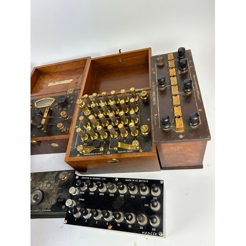 206 - EARLY SCIENTIFIC EQUIPMENT: To include variable resistance boxes in teak cases.

To include names fo... 