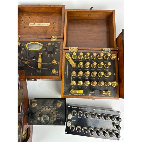 206 - EARLY SCIENTIFIC EQUIPMENT: To include variable resistance boxes in teak cases.

To include names fo... 