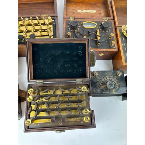 206 - EARLY SCIENTIFIC EQUIPMENT: To include variable resistance boxes in teak cases.

To include names fo... 