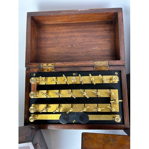 206 - EARLY SCIENTIFIC EQUIPMENT: To include variable resistance boxes in teak cases.

To include names fo... 