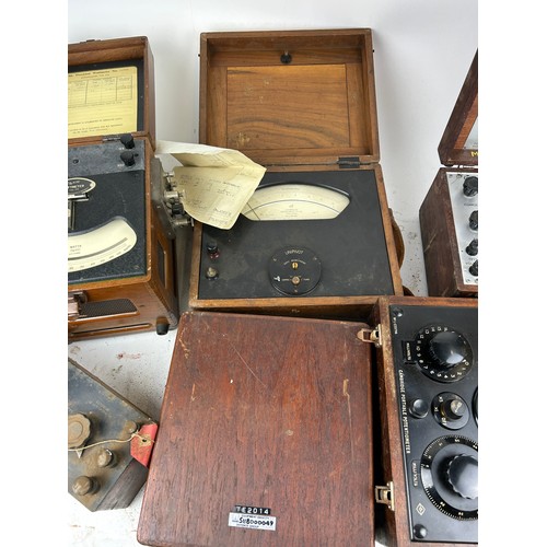 210 - EARLY SCIENTIFIC EQUIPMENT: to include wattmeters, voltmeters, resistance boxes. All in teak cases. ... 