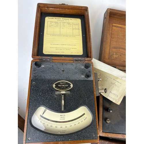 210 - EARLY SCIENTIFIC EQUIPMENT: to include wattmeters, voltmeters, resistance boxes. All in teak cases. ... 