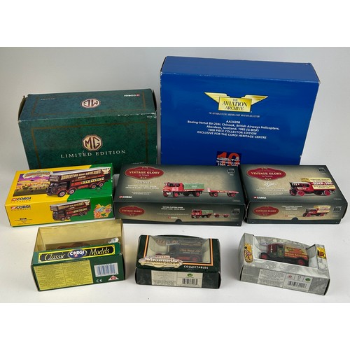 224 - A COLLECTION OF CORGI TOYS, to include Limited Edition Mg, Aviation Archive Chinook (G-Bisp), Vintag... 