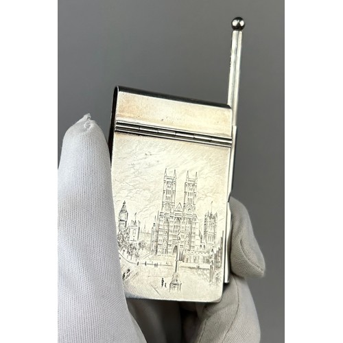 15 - PROPERTY OF A TITLED LADY: AN ASPREY AND CO LONDON SILVER NOTEBOOK, 

Engraved with imagery of Westm... 