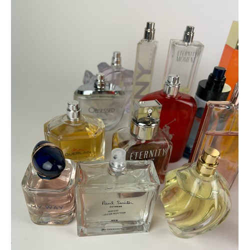 157 - A COLLECTION OF PARTIALLY USED DESIGNER PERFUME BOTTLES, to include Gucci, Versace, Guerlain and mor... 