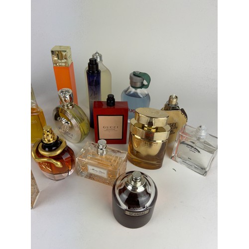 157 - A COLLECTION OF PARTIALLY USED DESIGNER PERFUME BOTTLES, to include Gucci, Versace, Guerlain and mor... 