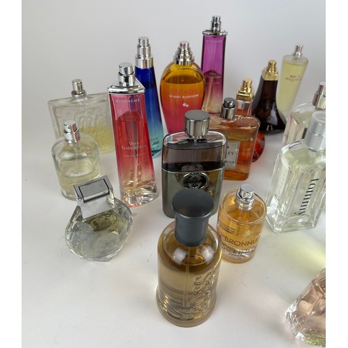 160 - A COLLECTION OF PARTIALLY USED DESIGNER PERFUME BOTTLES, to include Dolce and Gabbana, Gucci, Tommy ... 