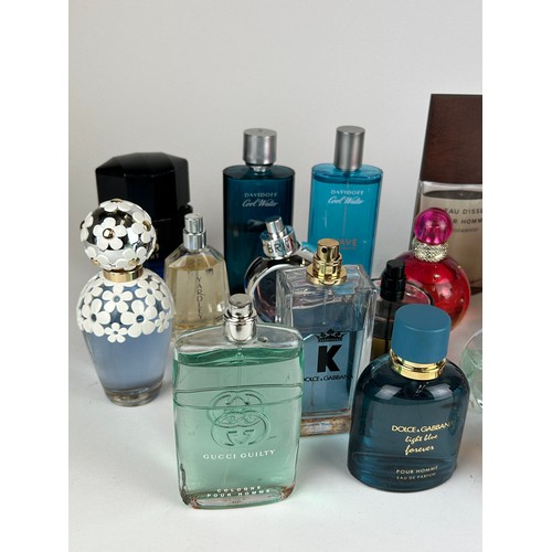 161 - A COLLECTION OF PARTIALLY USED DESIGNER PERFUME BOTTLES to include Dolce and Gabbana and Gucci (Qty)... 