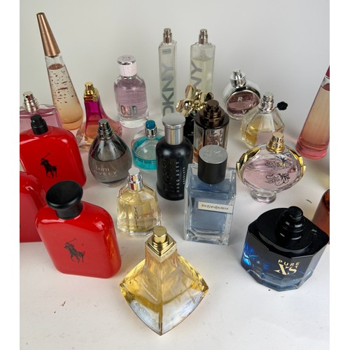 163 - A COLLECTION OF PARTIALLY USED DESIGNER PERFUME BOTTLES, to include Ralph Lauren, Yves Saint Laurent... 