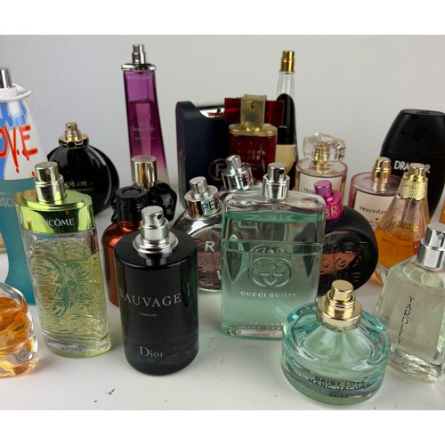 164 - A COLLECTION OF PARTIALLY USED DESIGNER PERFUME BOTTLES, to include Gucci, Dior Sauvage and more (Qt... 