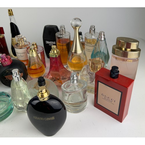 164 - A COLLECTION OF PARTIALLY USED DESIGNER PERFUME BOTTLES, to include Gucci, Dior Sauvage and more (Qt... 