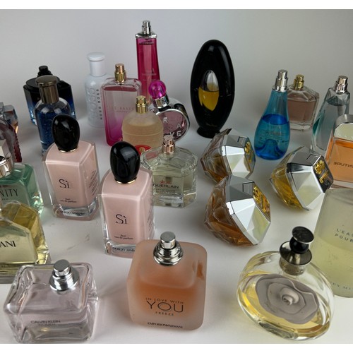 167 - A COLLECTION OF PARTIALLY USED DESIGNER PERFUME BOTTLES, to include Giorgio Armani, Guerlain and mor... 