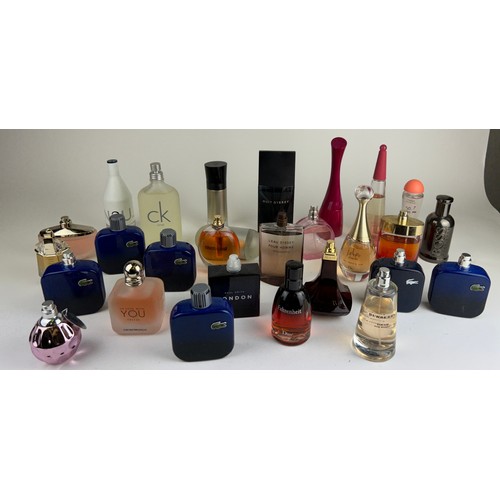 169 - A COLLECTION OF PARTIALLY USED DESIGNER PERFUME BOTTLES, to include Dior, Lacoste and Issey Miyake (... 