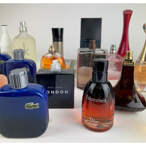 169 - A COLLECTION OF PARTIALLY USED DESIGNER PERFUME BOTTLES, to include Dior, Lacoste and Issey Miyake (... 