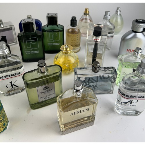 172 - A COLLECTION OF PARTIALLY USED DESIGNER PERFUME BOTTLES, to include Paco Rabanne, Armani and Yardley... 