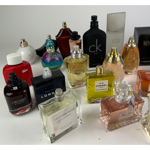 175 - A COLLECTION OF PARTIALLY USED DESIGNER PERFUME BOTTLES, to include Dior Sauvage, boxed Lancome, Dio... 