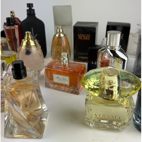 175 - A COLLECTION OF PARTIALLY USED DESIGNER PERFUME BOTTLES, to include Dior Sauvage, boxed Lancome, Dio... 