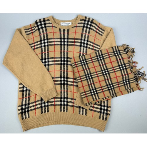 108 - A BURBERRY NOVA CHECK LADIES JUMPER AND SCARF (2)