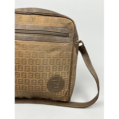 6 - A VINTAGE FENDI POUCH OR SIDE BAG, brown exterior with interlocking 'FF' monogram emblem throughout ... 