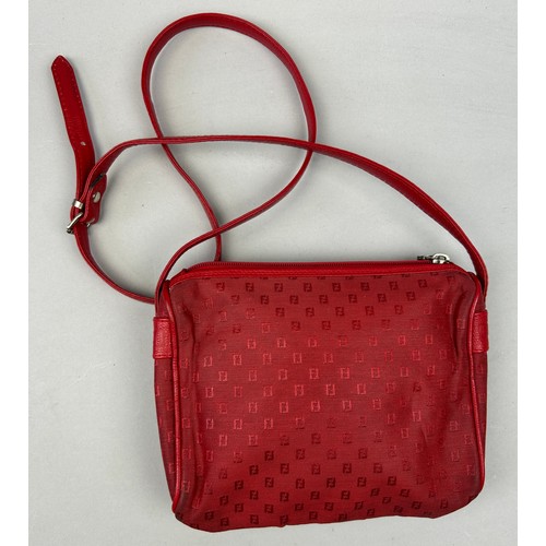 13 - A VINTAGE FENDI SIDE BAG IN BLOOD RED, interlocking 'FF' emblems throughout and red leather straps. ... 