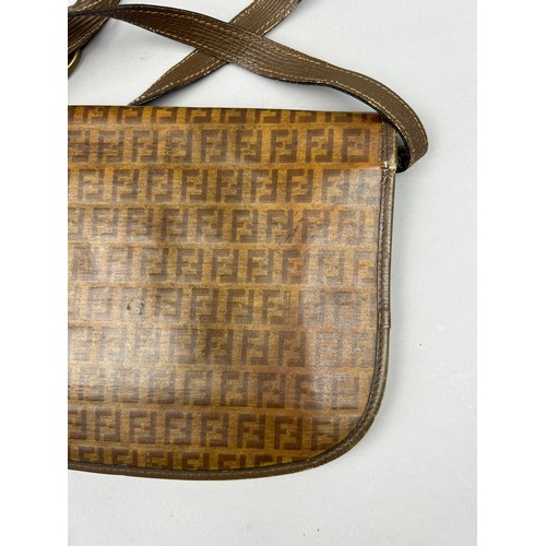 5 - A VINTAGE FENDI SATCHEL OR SIDE BAG, with  interlocking 'FF' monogram throughout and lower central '... 