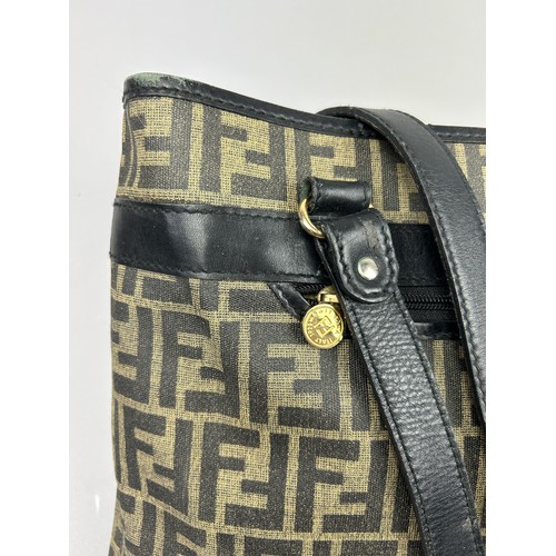 1 - A VINTAGE FENDI HANDBAG SHOPPER WITH 'ZUCCA PRINT' 'FF' MONOGRAM THROUGHOUT, inner and outer zipped ... 