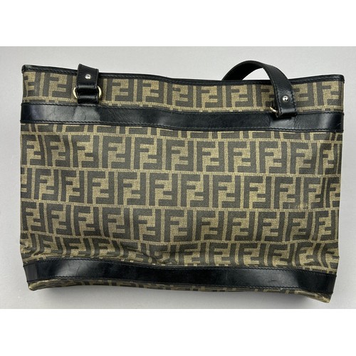 1 - A VINTAGE FENDI HANDBAG SHOPPER WITH 'ZUCCA PRINT' 'FF' MONOGRAM THROUGHOUT, inner and outer zipped ... 