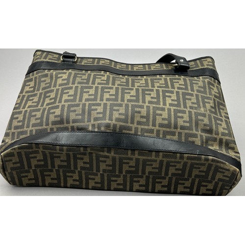 1 - A VINTAGE FENDI HANDBAG SHOPPER WITH 'ZUCCA PRINT' 'FF' MONOGRAM THROUGHOUT, inner and outer zipped ... 