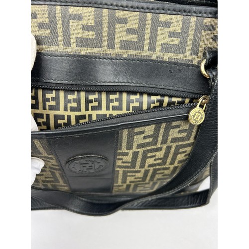 1 - A VINTAGE FENDI HANDBAG SHOPPER WITH 'ZUCCA PRINT' 'FF' MONOGRAM THROUGHOUT, inner and outer zipped ... 