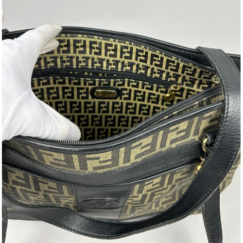 1 - A VINTAGE FENDI HANDBAG SHOPPER WITH 'ZUCCA PRINT' 'FF' MONOGRAM THROUGHOUT, inner and outer zipped ... 