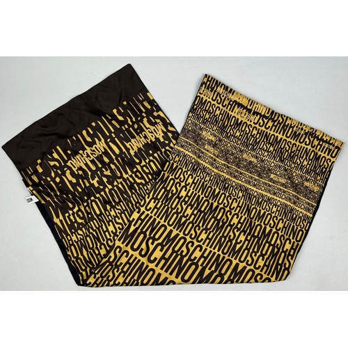 120 - A VINTAGE MOSCHINO SILK SCARF IN BLACK AND YELLOW WITH MONOGRAM PRINT THROUGHOUT,

150cm in length 
... 