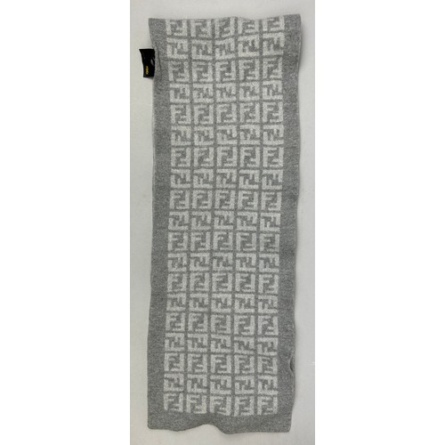 116 - A FENDI GREY SCARF WITH MONOGRAM INTERLOCKING F'S THROUGHOUT,