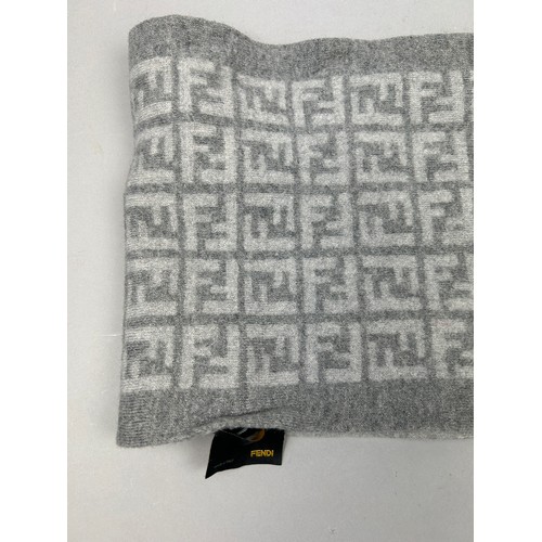 116 - A FENDI GREY SCARF WITH MONOGRAM INTERLOCKING F'S THROUGHOUT,