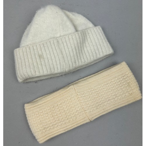 97 - A LADIES MONCLER HEADBAND AND BEANIE IN BEIGE (2)