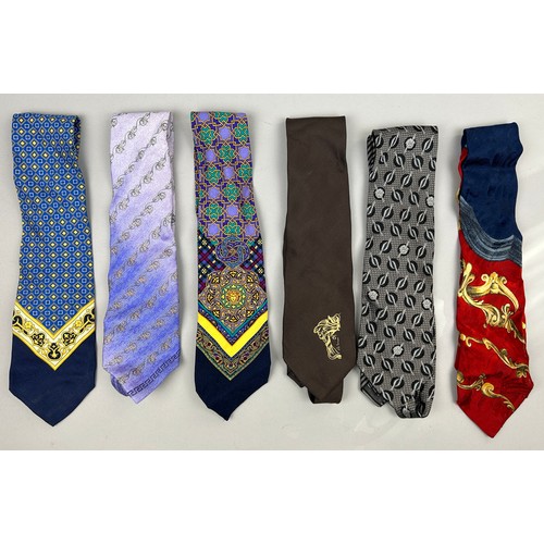 143 - SIX VERSACE NECK TIES, some brightly coloured all with Gianni Versace labels (6)