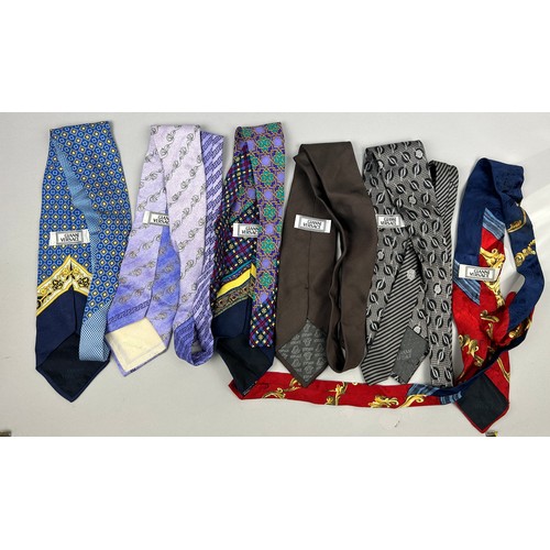 143 - SIX VERSACE NECK TIES, some brightly coloured all with Gianni Versace labels (6)