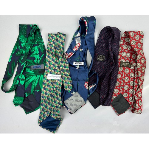 145 - FIVE DESIGNER GENTLEMAN'S NECKTIES, to include Givenchy, Kenzo, Moschino and Fendi (5)