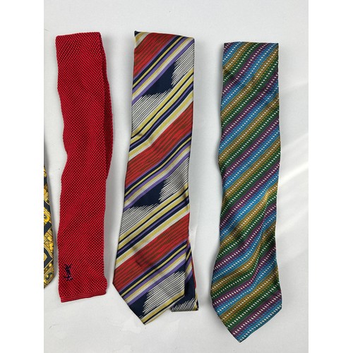 146 - FIVE DESIGNER GENTLEMAN'S NECKTIES, one Fendi new with tags, Iceberg, Yves Saint Laurent and Missoni... 