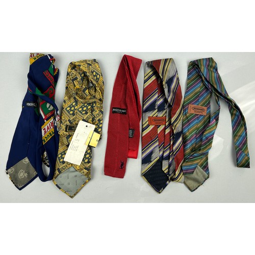 146 - FIVE DESIGNER GENTLEMAN'S NECKTIES, one Fendi new with tags, Iceberg, Yves Saint Laurent and Missoni... 