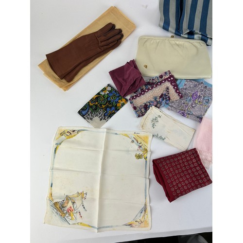 152 - A COLLECTION OF SILK POCKET SCARVES, KIDD GLOVES AND LINEN (Qty)

**Please note this lot will be ava... 