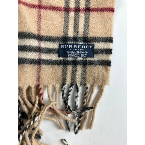 111 - A COLLECTION OF THREE BURBERRY WOOL SCARVES WITH NOVA CHECK PATTERN THROUGHOUT,