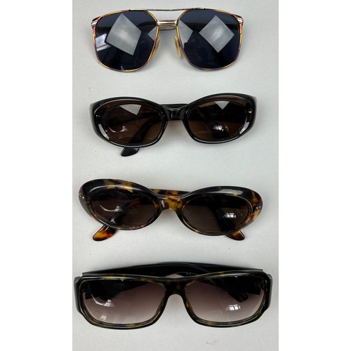 64 - FOUR VINTAGE GUCCI SUNGLASSES, three tortoiseshell and another brown pair.