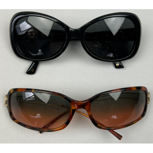 65 - TWO PAIRS OF VINTAGE CHANEL SUNGLASSES, one tortoiseshell the other black, both with interlocking 'C... 