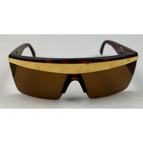 68 - A SET OF THREE GIANNI VERSACE TORTOISESHELL DESIGN SUNGLASSES,

One pair of aviators with thick gold... 