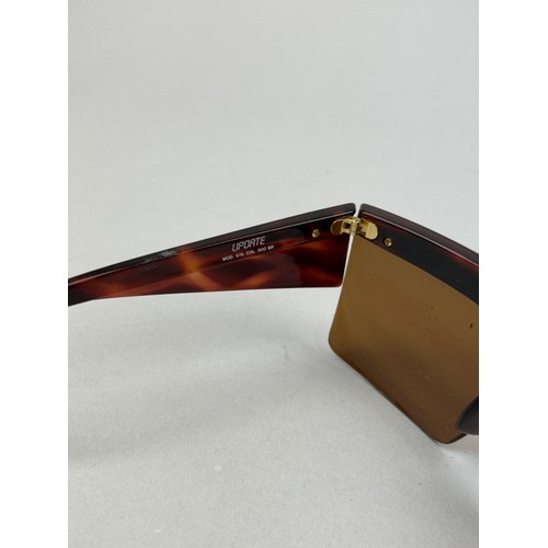 68 - A SET OF THREE GIANNI VERSACE TORTOISESHELL DESIGN SUNGLASSES,

One pair of aviators with thick gold... 