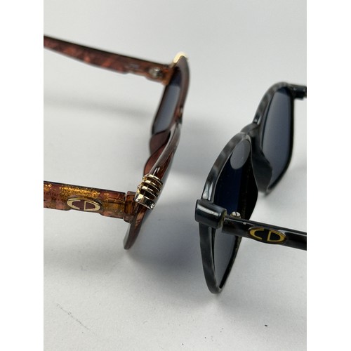 75 - THREE VINTAGE CHRISTIAN DIOR SUNGLASSES, various coloured frames and shades.