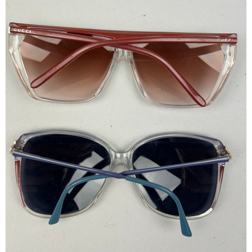 80 - TWO PAIRS OF VINTAGE GUCCI SUNGLASSES, blue and red (2)