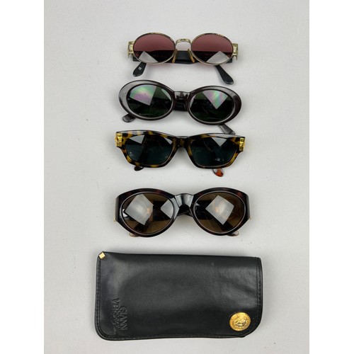 82 - FOUR PAIRS OF VINTAGE VERSACE SUNGLASSES, including one in a case with 'Medusa head' emblem (4)

One... 